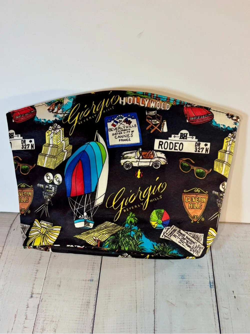 Nicole Miller Giorgio Beverly Hills Vintage Novelty Print Cosmetic Makeup Bag